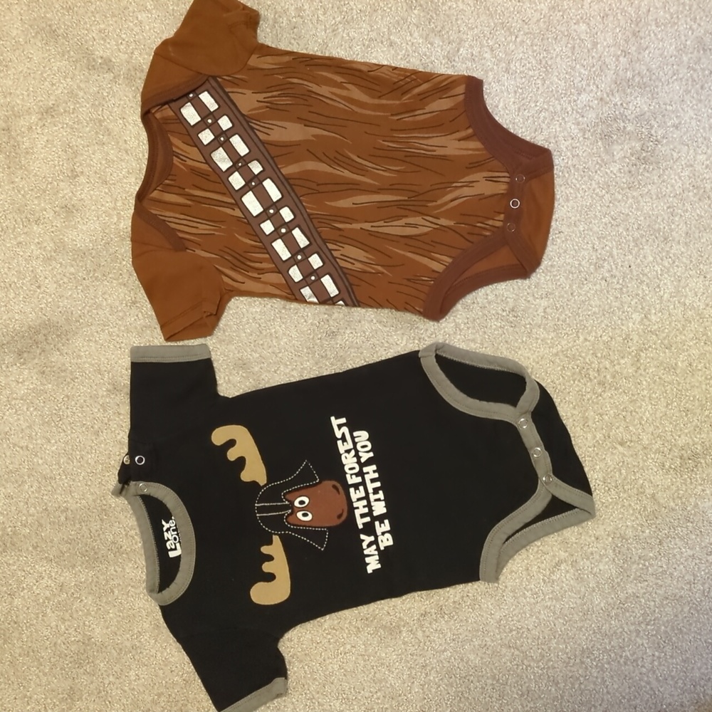 Lot of 2 Star Wars Themed Baby Onesies